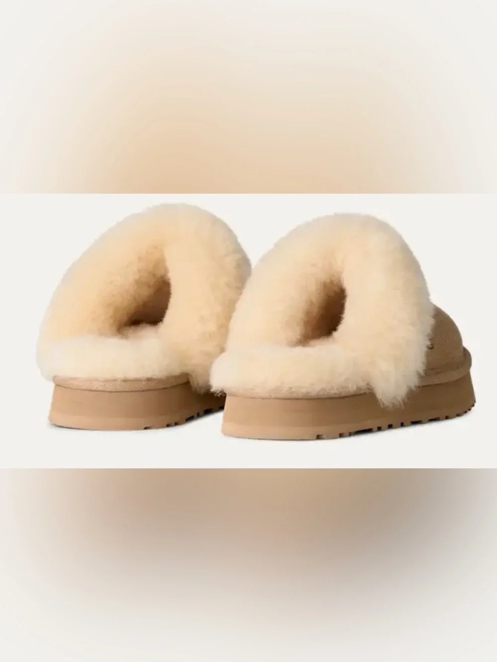 Kids UGG Cozy Shearling Slide Slippers in Cream and Chestnut
